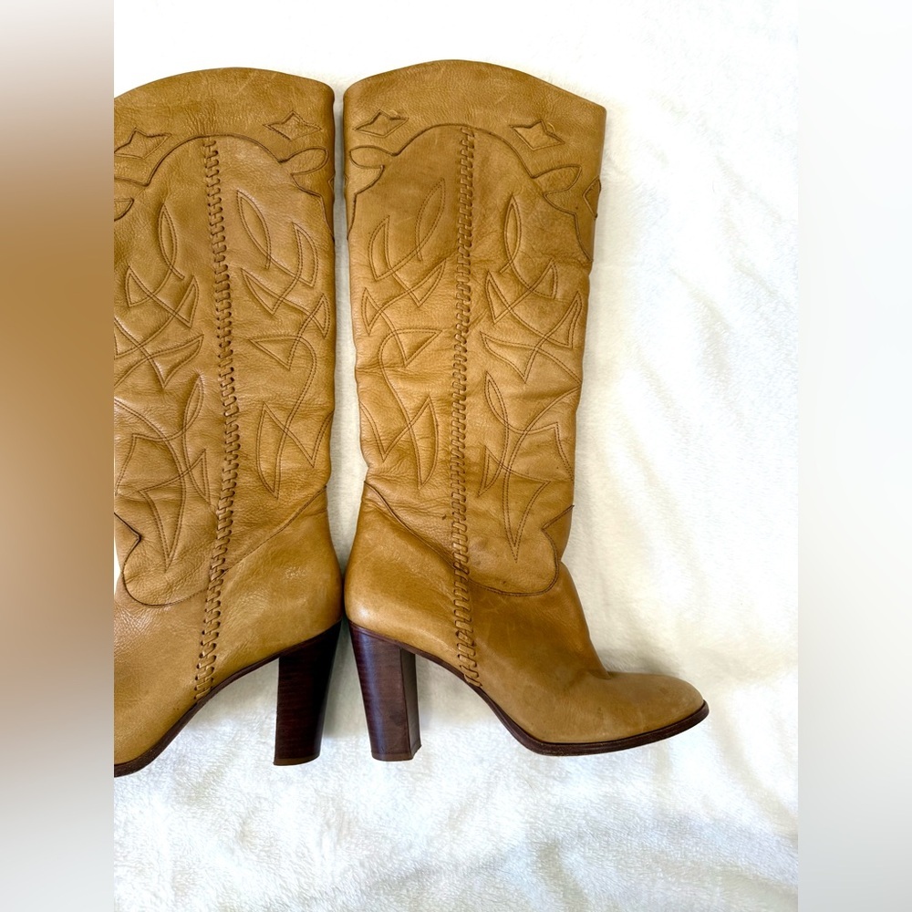 Retro Y2K Vintage Dani Tan Leather Boots size 7 - Picture 7 of 11